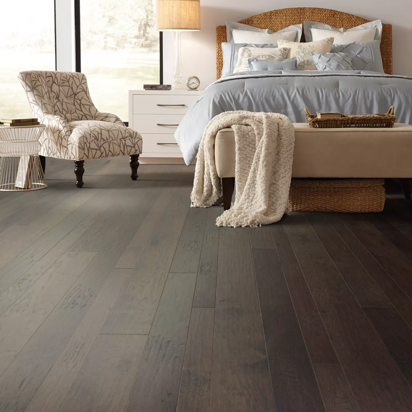 Bedroom Hardwood flooring | Carpet Specialists